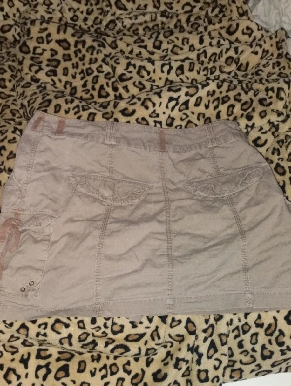 Casual Light Beige Mini Cargo Skirt
